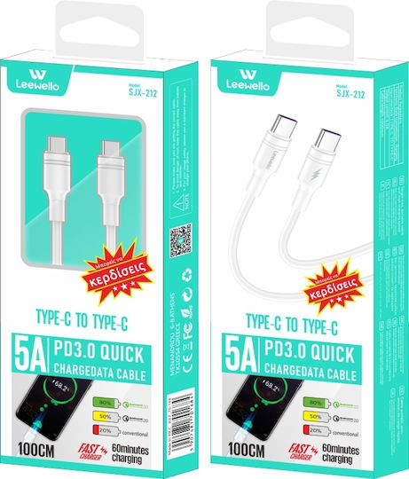 Leewello SJX-212 USB 2.0 Cable USB-C male - USB-C PD Λευκό 1m