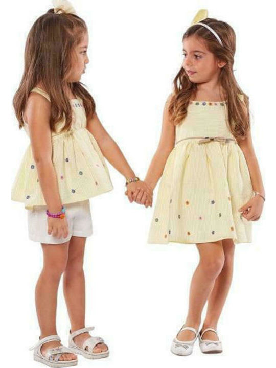 Children's Dress Sleeveless Set with Accessories Yellow