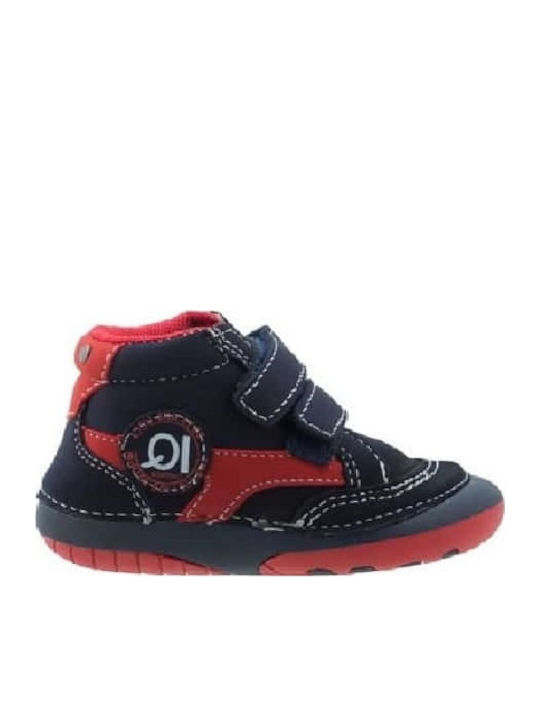 Dino 110 Παιδικά Sneakers High Ανατομικά με Σκρατς Navy Μπλε