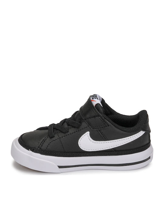 Court Legacy Kids Sneakers with Hoop & Loop Closure Black / Gum Light Brown / White