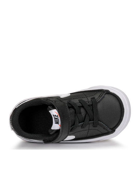 Court Legacy Kids Sneakers with Hoop & Loop Closure Black / Gum Light Brown / White