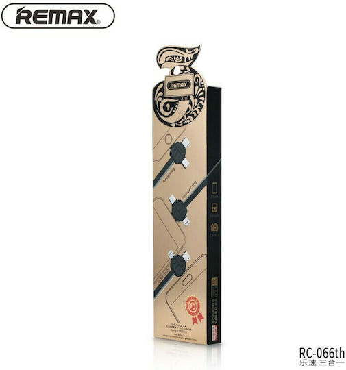 Remax Lesu RC-066th Flat USB to Lightning / Type-C / micro USB 1m 2.1A Cable White