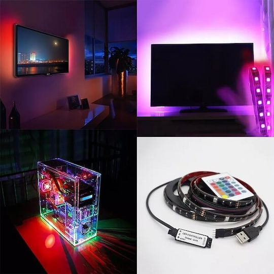 LED Strip USB TV Strip Light TV USB 5V RGB Light 4x50cm Type SMD5050 with Power Supply & Remote Control