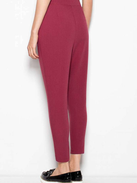 Venaton Women's Fabric Capri Trousers Red