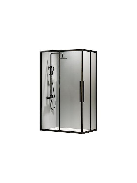 Devon Flow Corner Entry CF120C-400 Cabin for Shower with Sliding Door 120x120x195cm Clean Glass Black Matt