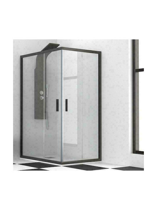 Karag Efe 100 NR-10 Kabine für Dusche mit Schieben Tür 100x130x190cm Klarglas Nero