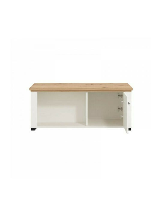 Rectangular Central Coffee Table Valencia Wooden with Drawers White / Artisan Oak M115xW55xH47.5cm