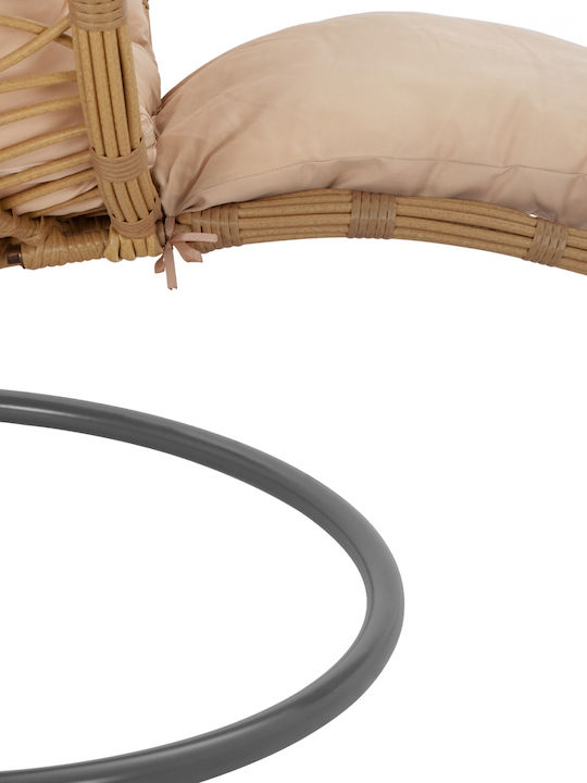 Rattan Swing Nest with Stand Black - Beige with 130kg Maximum Weight Capacity L105xW105xH195cm