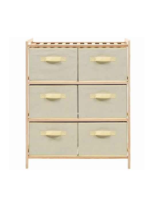 Storage Drawers with 6 Drawers Φυσικό / Λευκό L59xW28xH75cm