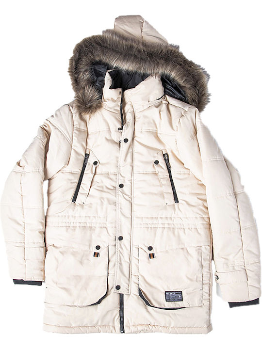 Paco & Co Men's Winter Parka Jacket Beige