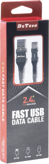 DE-C38C Braided / Regular USB 2.0 Cable USB-C male - USB-A Μαύρο 1m 40199
