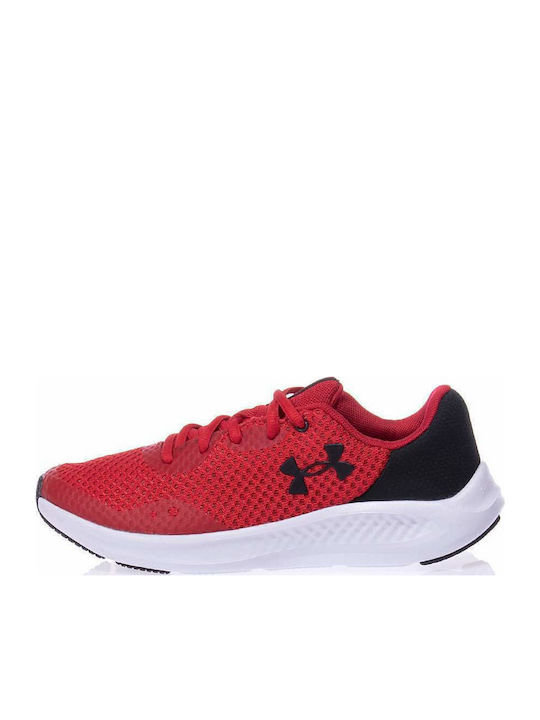Charged Pursuit 3 Kids Sports Shoes Running with Laces Red
