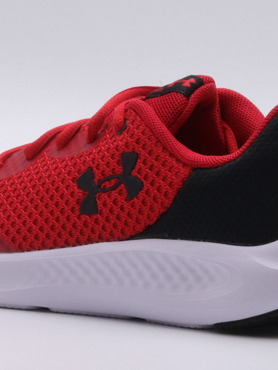 Charged Pursuit 3 Kids Sports Shoes Running with Laces Red