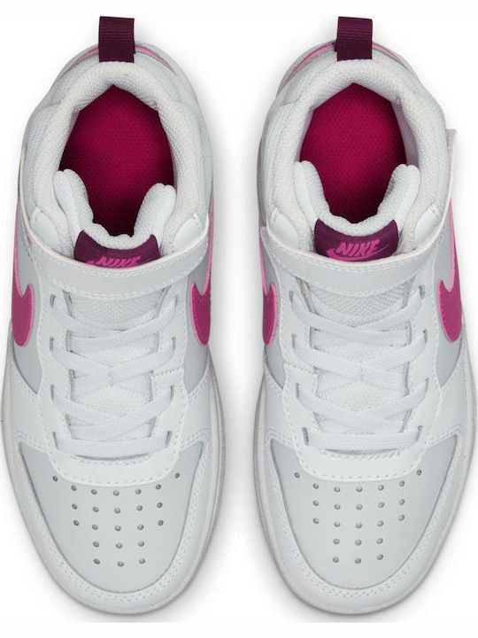 Court Borough Kids Sports Shoes with Hoop & Loop Closure White