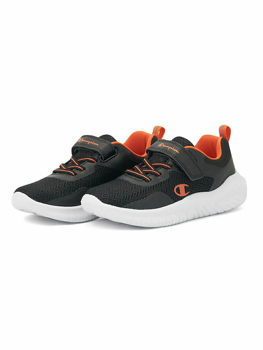 Kids Sports Shoes Running with Hoop & Loop Closure Black