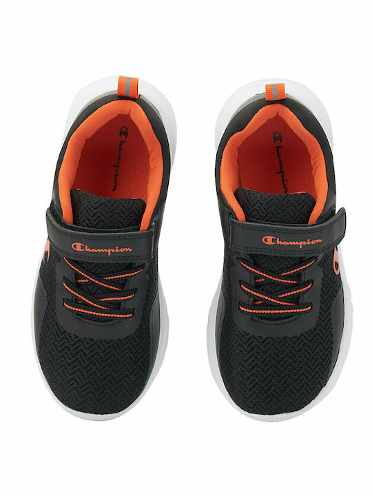 Kids Sports Shoes Running with Hoop & Loop Closure Black