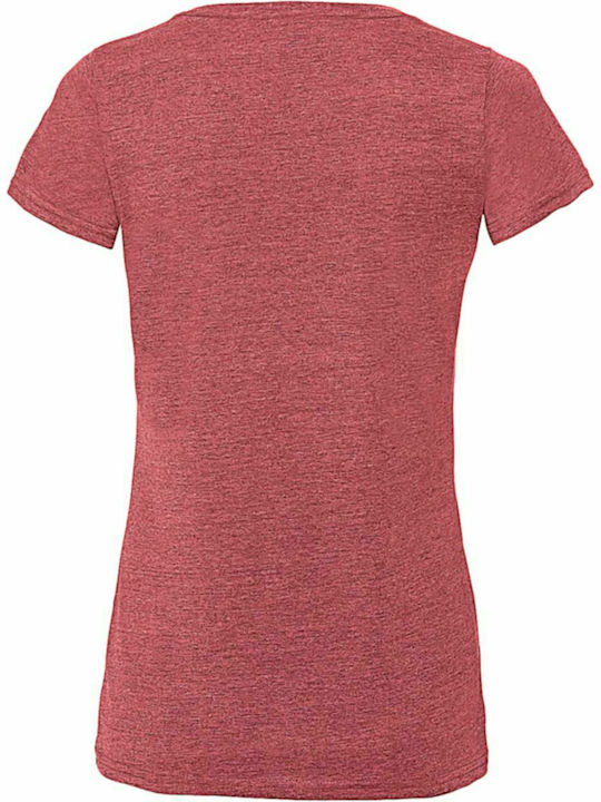 Russell Europe HD Femeiesc Tricou Promotional Mânecă Scurtă Red Marl