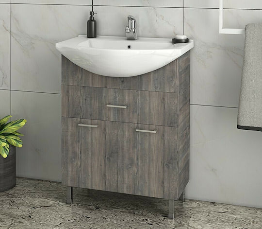 Drop Ritmo 55 Bench without sink Glossy Lacquer L51xW30xH80cm Smoked Oak