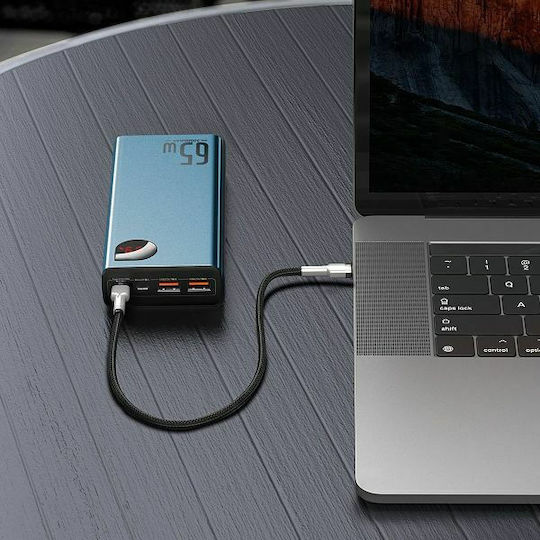 Baseus Adaman Metal Digital Display Power Bank 20000mAh 65W с 2 USB-A порта и USB-C порт Бързо зареждане 3.0 Син