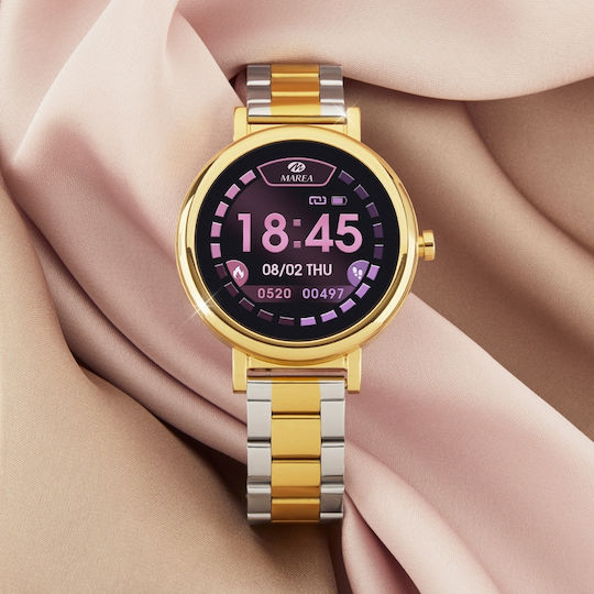 Marea Β61002 40mm Smartwatch με Παλμογράφο (Χρυσό / Ασημί)