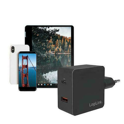 LogiLink Încărcător Fără Cablu cu Port USB-A și Port USB-C 18W Livrarea energiei Negruς (PA0220)