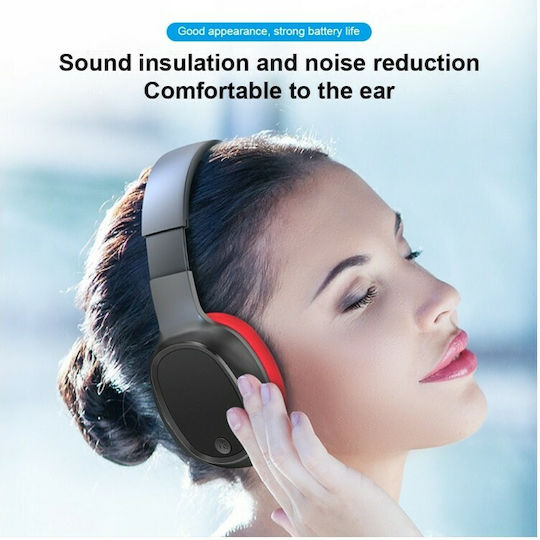 WK M8 Bluetooth Wireless Over Ear Headphones with Radio with 4 hours of Operation Red