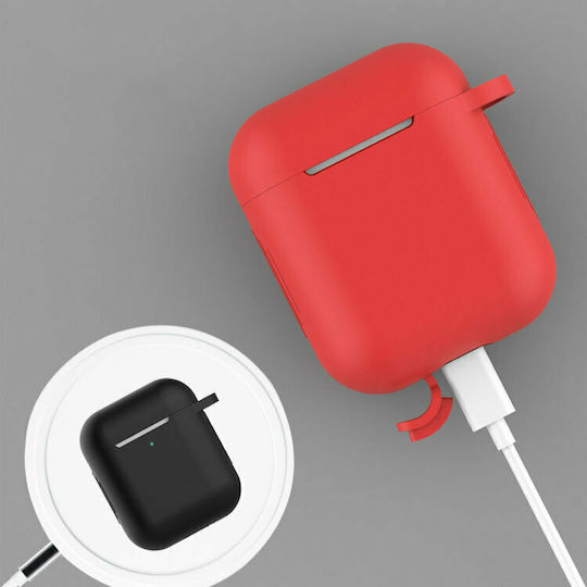 Hurtel Soft Калъф с кука в Червен цвят за Apple AirPods 1 / AirPods 2