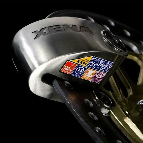 Xena XX-14 Motorcycle Disc Brake Lock with Alarm & 14mm Pin in Silver