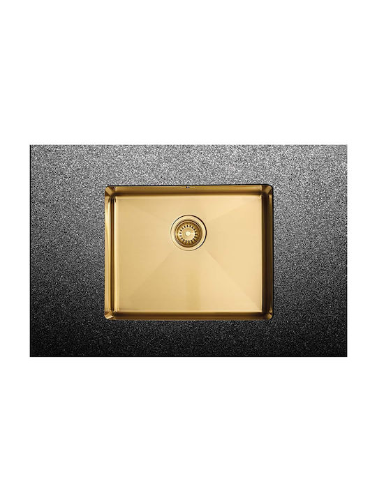 Fortinox Squadro 28054-211 Undermount Sink Inox Brushed W54xD44cm Gold Brushed PVD