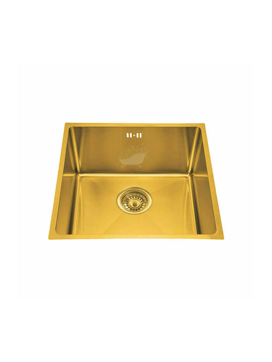 Fortinox Squadro 28054-211 Undermount Sink Inox Brushed W54xD44cm Gold Brushed PVD