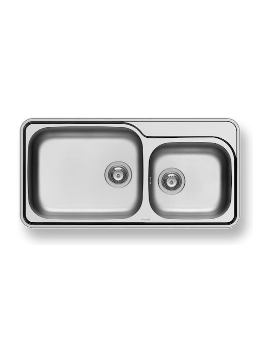 Pyramis Space Plus 2B 108716401 Drop-In Sink Left Inox Satin W96xD48cm Silver