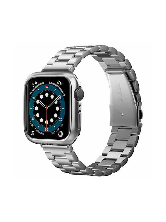 Spigen Thin Fit Plastic Case with Glass in Silver color for Apple Watch 44mm