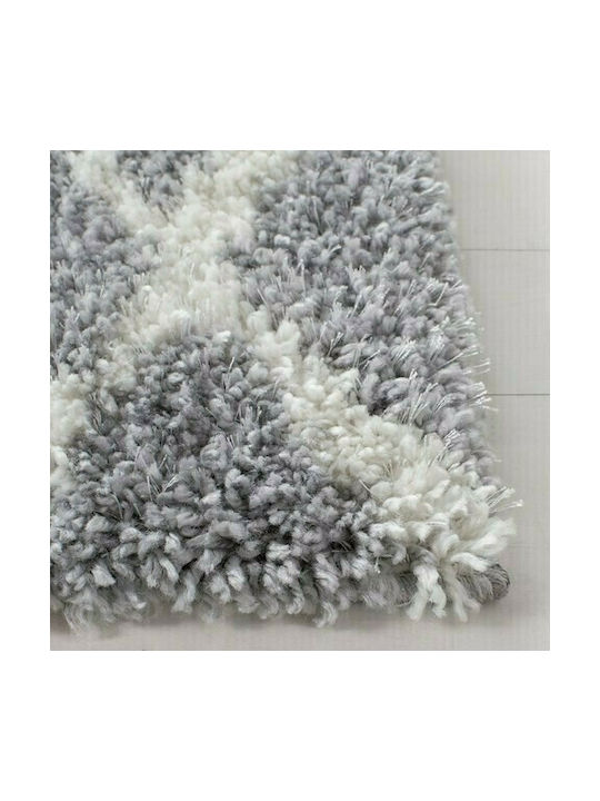 Saray Home Moroccan Rug Rectangular Shaggy Grey / Ivory