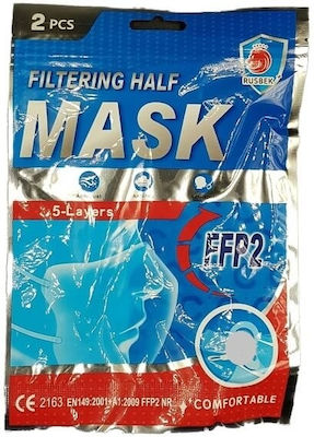 Rusbek Filtering Half Mask FFP2 NR 5-Layers Schutzmaske FFP2 Gray 2Stück