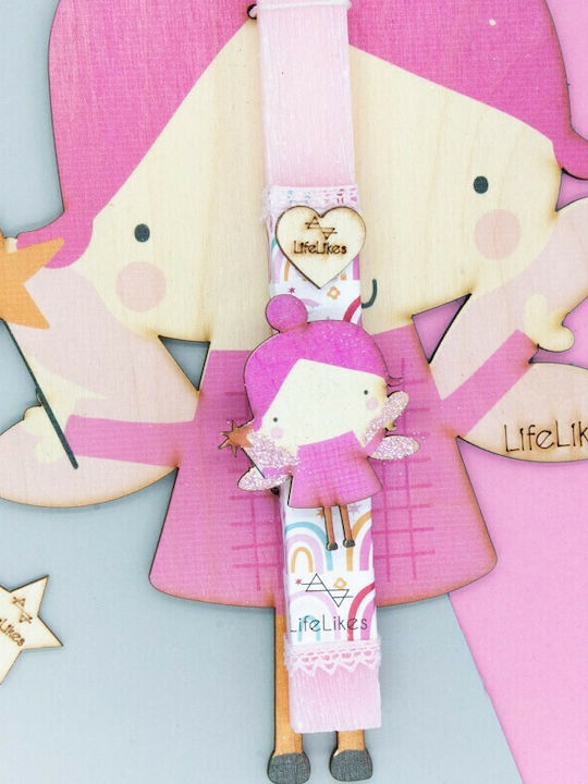 Pink Fairy Λαμπάδα Στρογγυλή Αρωματική Ροζ