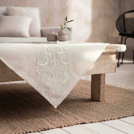 Gofis Home Checkered with Embroidery Althea 304 Linen 85x85cm