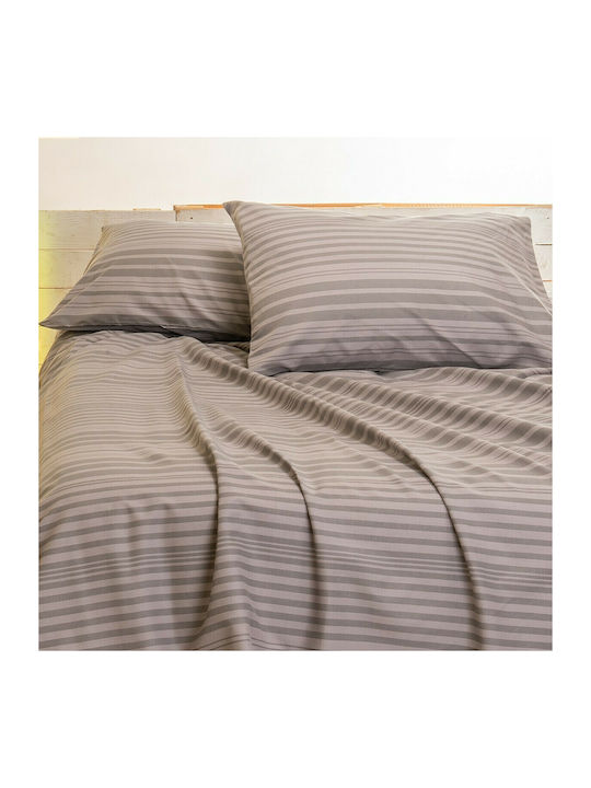 Melinen Sheet Super-Double 245x270cm. Stripe Grey