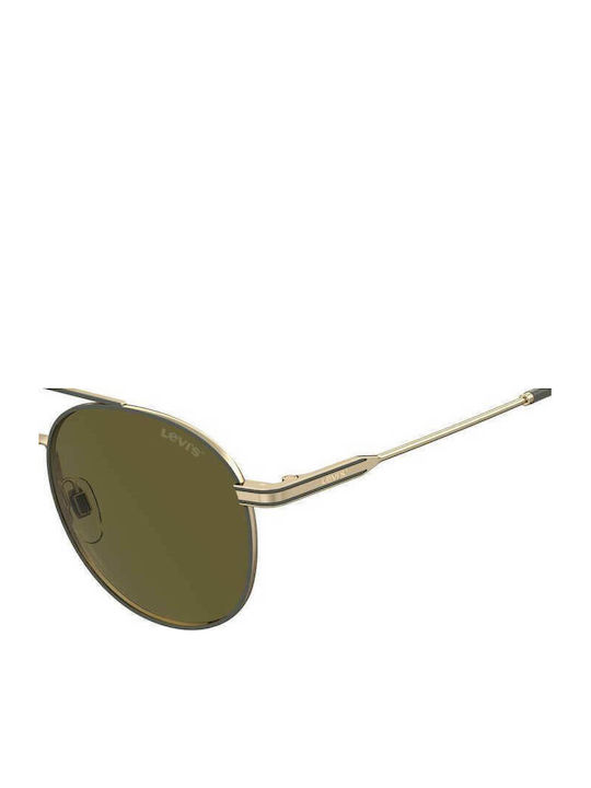 Levi's Unisex Sunglasses with Gold Metal Frame and Green Lens LV1013/S J5G/QT