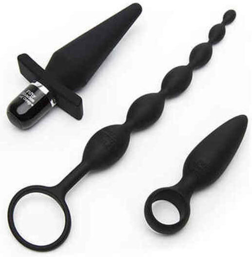 Fifty Shades of Grey Pleasure Overload Starter Anal Kit Анални тапи Подредба Black 4бр