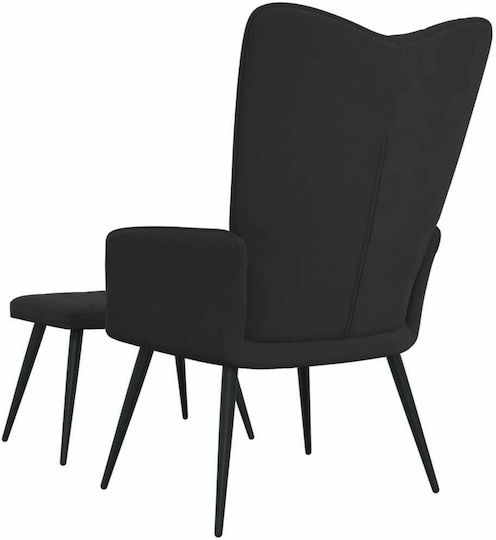 Μπερζέρα με Υποπόδιο Βελούδινη Μαύρη 61x70x96.5cm