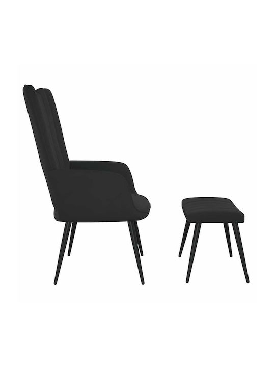 Μπερζέρα με Υποπόδιο Βελούδινη Μαύρη 61x70x96.5cm