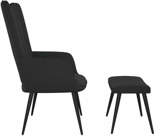Μπερζέρα με Υποπόδιο Βελούδινη Μαύρη 61x70x96.5cm