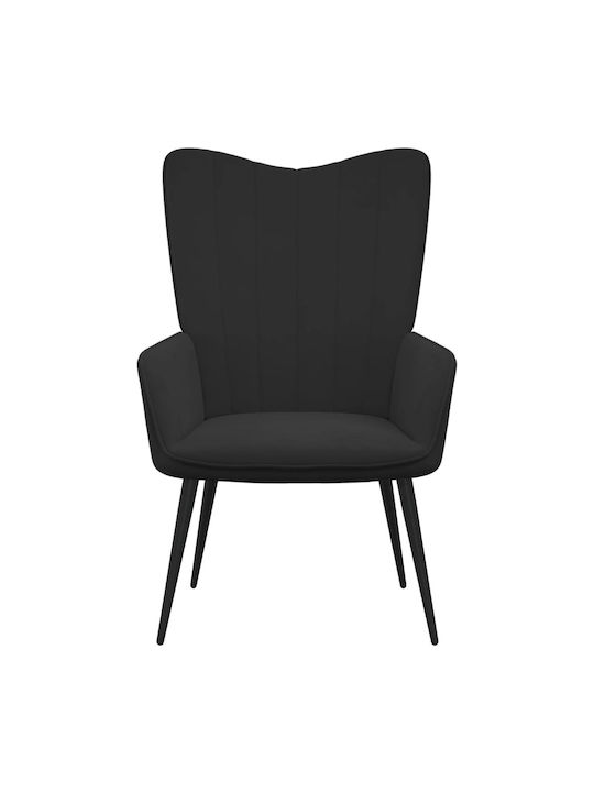 Μπερζέρα με Υποπόδιο Βελούδινη Μαύρη 61x70x96.5cm