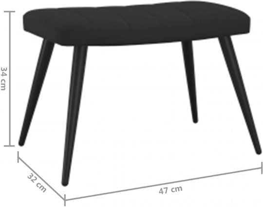 Μπερζέρα με Υποπόδιο Βελούδινη Μαύρη 61x70x96.5cm
