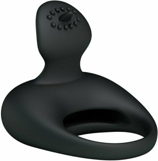 Pretty Love Vibrating Silicone Ring with Tongue Black
