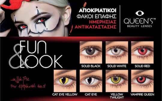 Queen's Fun & Look 5 Daily Coloured Hydrogel Contact Lenses Cat Eye White