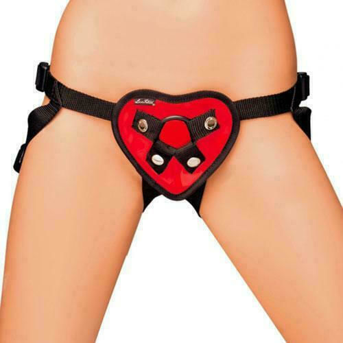 Lux Fetish Red Heart Strap On Harness Harnașament în Culoare Roșu