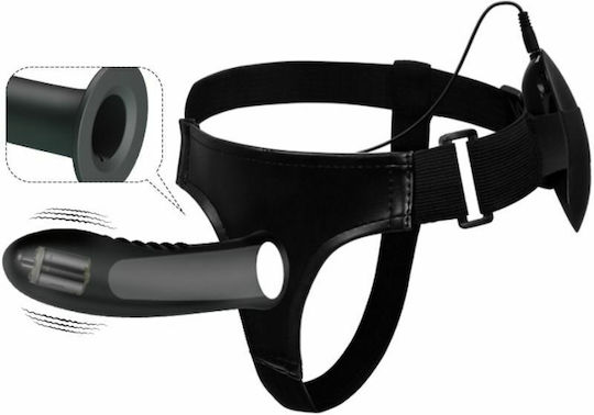 Pretty Love Strap On & Vibrating Dildo Harness με Dildo και Δόνηση σε Μαύρο Χρώμα
