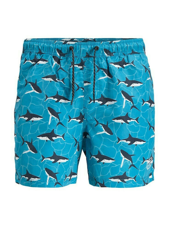 Crete Men's Swimwear Shorts Light Blue with Patterns