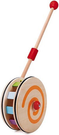 Classic World Pull-Along Toy Push Rainbow Wheel made of Wood with Sounds for 12++ Months